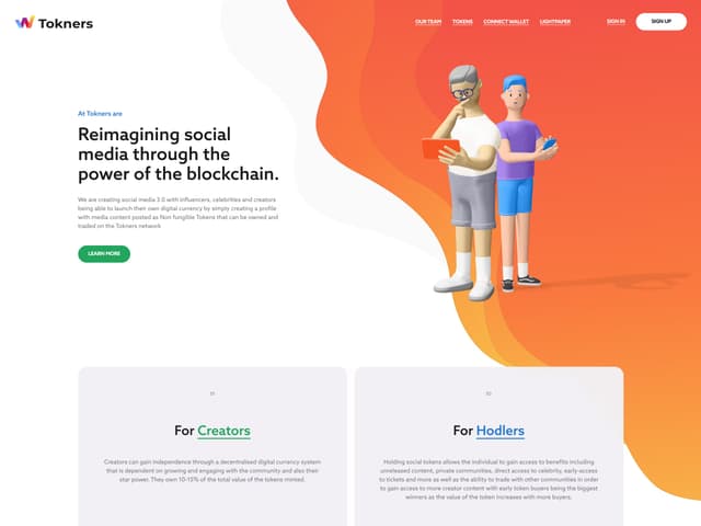 Tokners landing page
